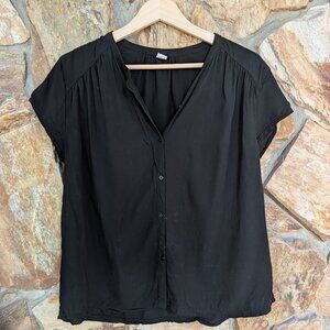 OLD NAVY Black Flowy Blouse Top | Cap Sleeve Style | Size M